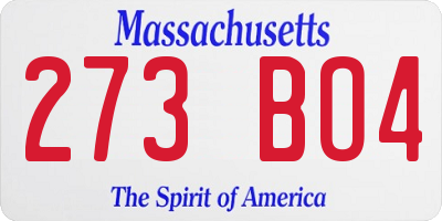 MA license plate 273BO4
