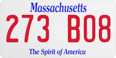 MA license plate 273BO8