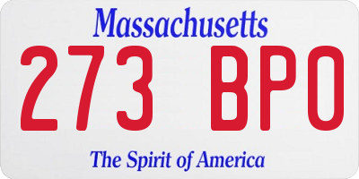 MA license plate 273BP0