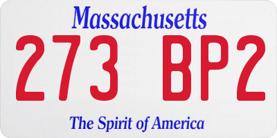 MA license plate 273BP2