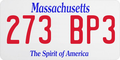 MA license plate 273BP3