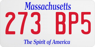 MA license plate 273BP5