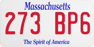 MA license plate 273BP6