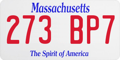 MA license plate 273BP7