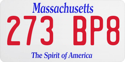 MA license plate 273BP8