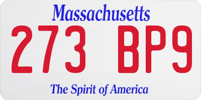 MA license plate 273BP9