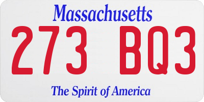 MA license plate 273BQ3