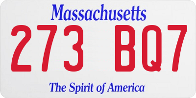 MA license plate 273BQ7