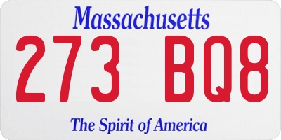 MA license plate 273BQ8