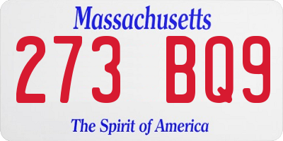 MA license plate 273BQ9