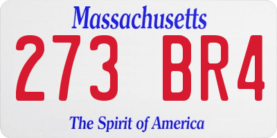 MA license plate 273BR4