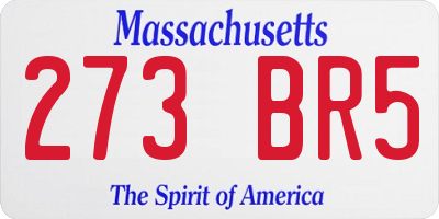 MA license plate 273BR5