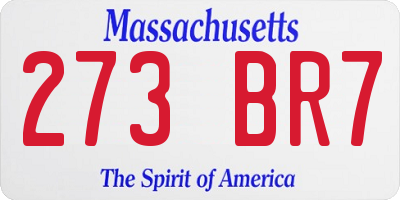 MA license plate 273BR7
