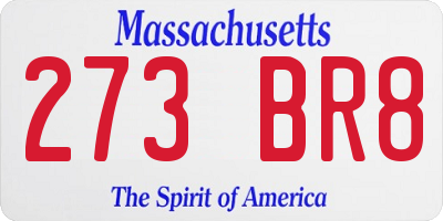 MA license plate 273BR8