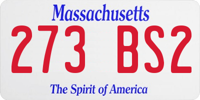 MA license plate 273BS2