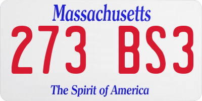MA license plate 273BS3
