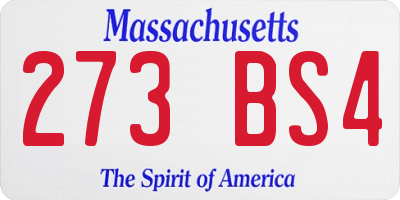 MA license plate 273BS4