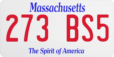 MA license plate 273BS5