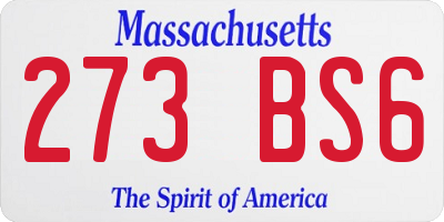 MA license plate 273BS6