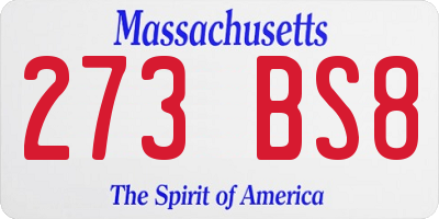 MA license plate 273BS8