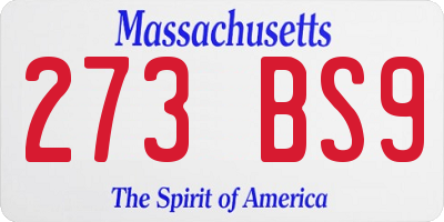 MA license plate 273BS9