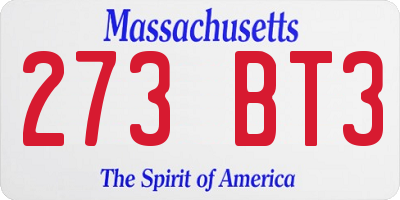 MA license plate 273BT3