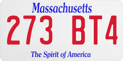 MA license plate 273BT4