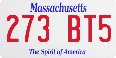 MA license plate 273BT5