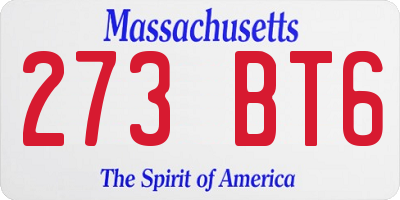 MA license plate 273BT6