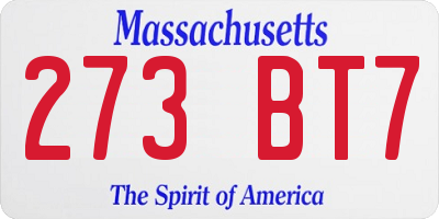 MA license plate 273BT7
