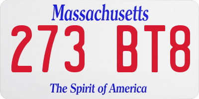MA license plate 273BT8