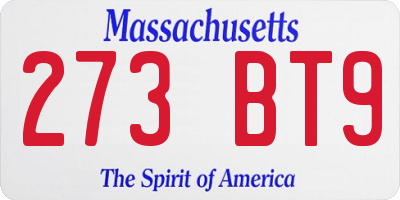 MA license plate 273BT9