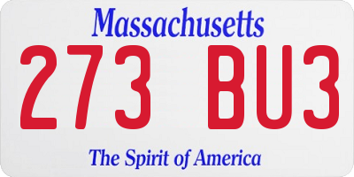 MA license plate 273BU3