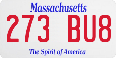 MA license plate 273BU8