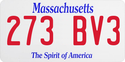 MA license plate 273BV3