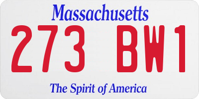 MA license plate 273BW1