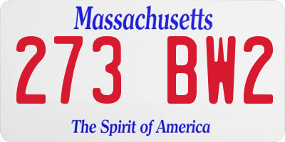 MA license plate 273BW2