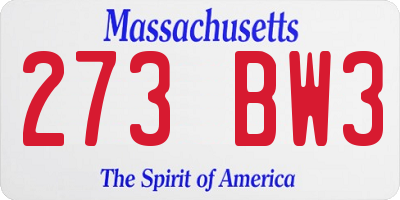 MA license plate 273BW3
