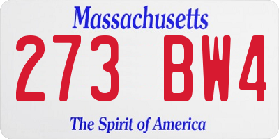 MA license plate 273BW4