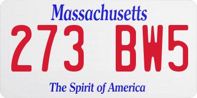 MA license plate 273BW5