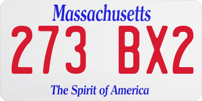 MA license plate 273BX2
