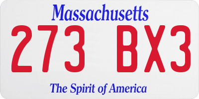 MA license plate 273BX3