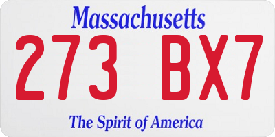 MA license plate 273BX7