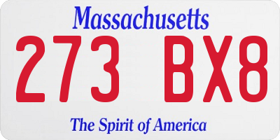 MA license plate 273BX8