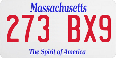 MA license plate 273BX9