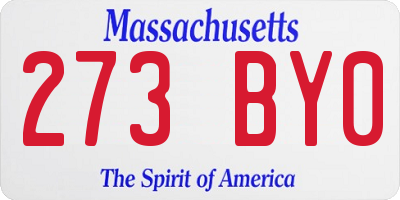 MA license plate 273BY0