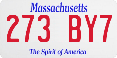 MA license plate 273BY7
