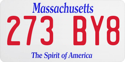 MA license plate 273BY8