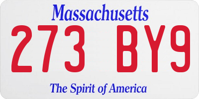 MA license plate 273BY9