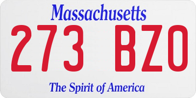 MA license plate 273BZ0